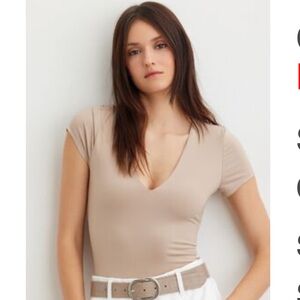 Dynamite Soft Cream V-Neck Bodysuit